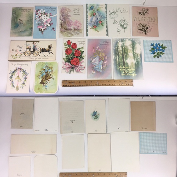 13 Used 1960s Vintage Anniversary Wedding Greeting Cards Scrap Book Art Collect - Picture 1 of 11